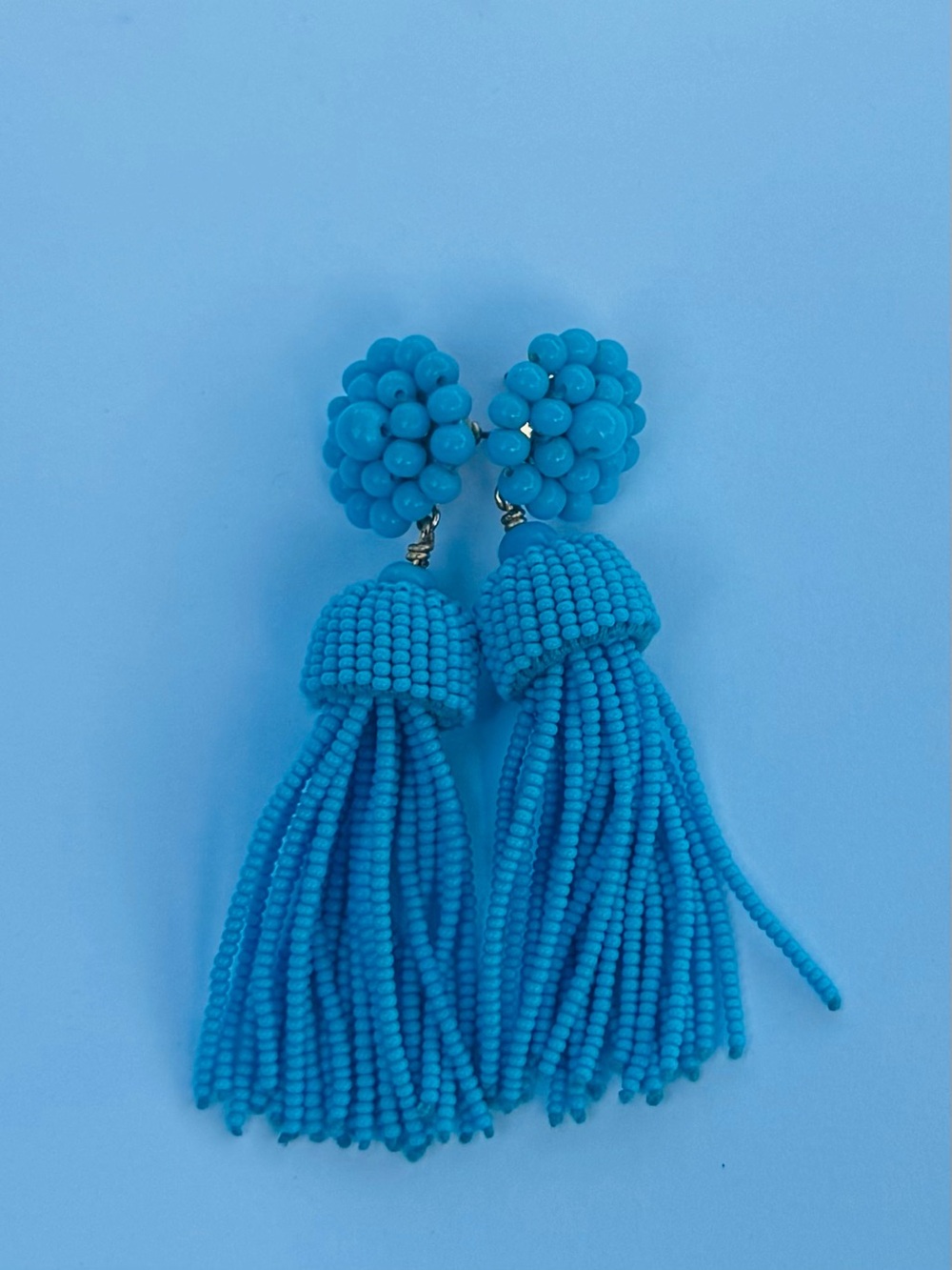 Lisa Lerch Turquoise Beaded Tassel Drop Earrings
